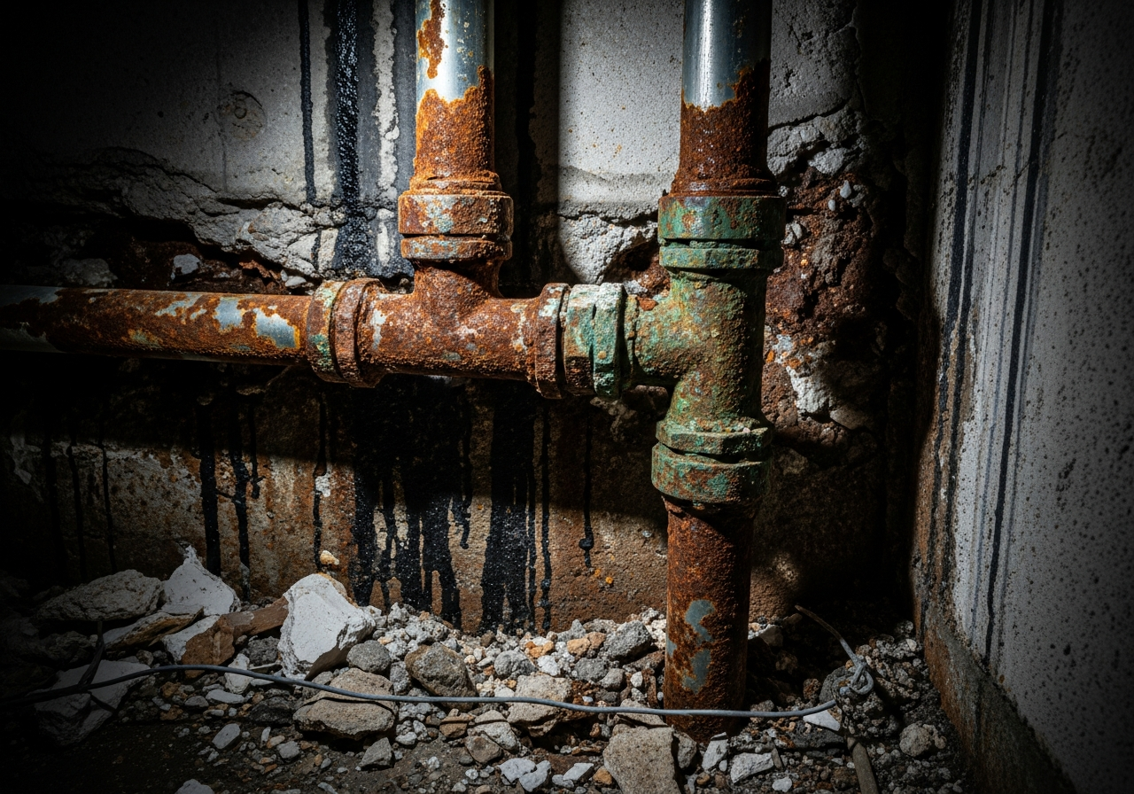 잠실 엘스 32평 전체 배관 교체 시공 전 - 수리 전 상태