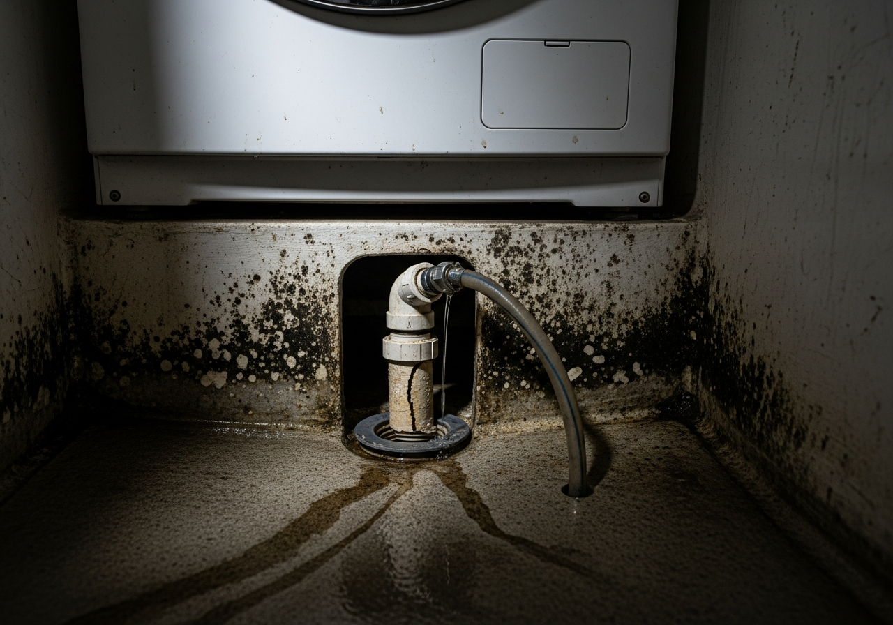 평촌 아파트 세탁기 배수관 교체 시공 전 - 수리 전 상태