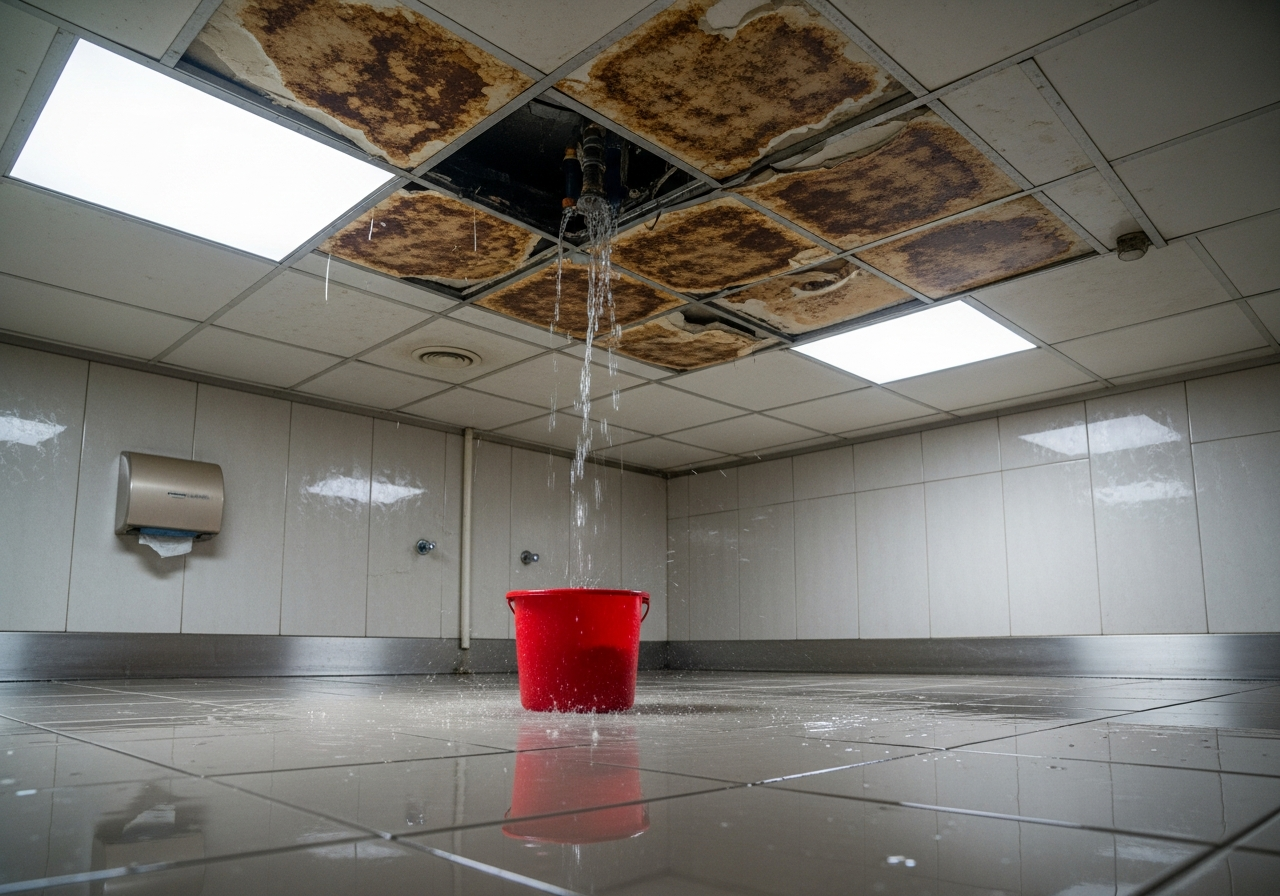 마포 상가 화장실 누수 수리 시공 전 - 수리 전 상태