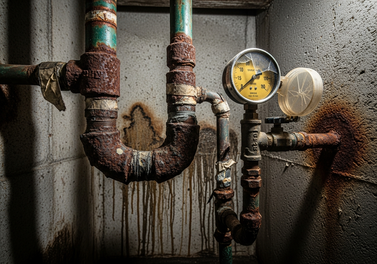 일산 아파트 보일러 배관 교체 시공 전 - 수리 전 상태